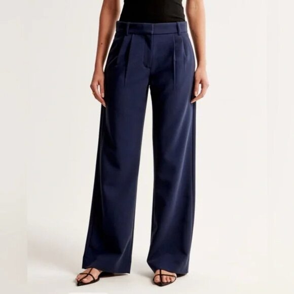 Abercrombie & Fitch NWT Blue High Rise Sloane Tailored Wide Leg Pants - Picture 1 of 8